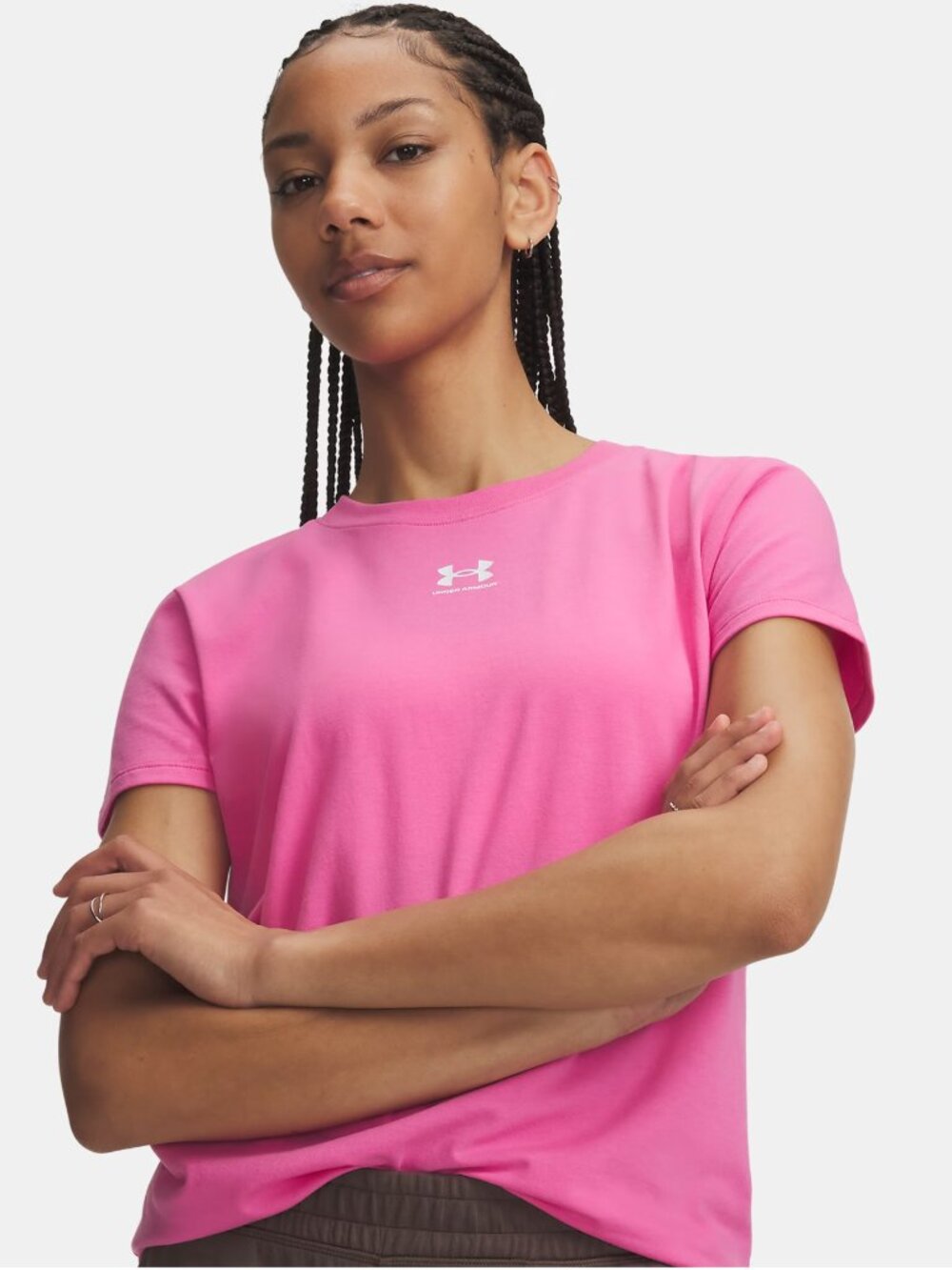 Under Armour Women's Rival Core Short Sleeve T Shirt Pink